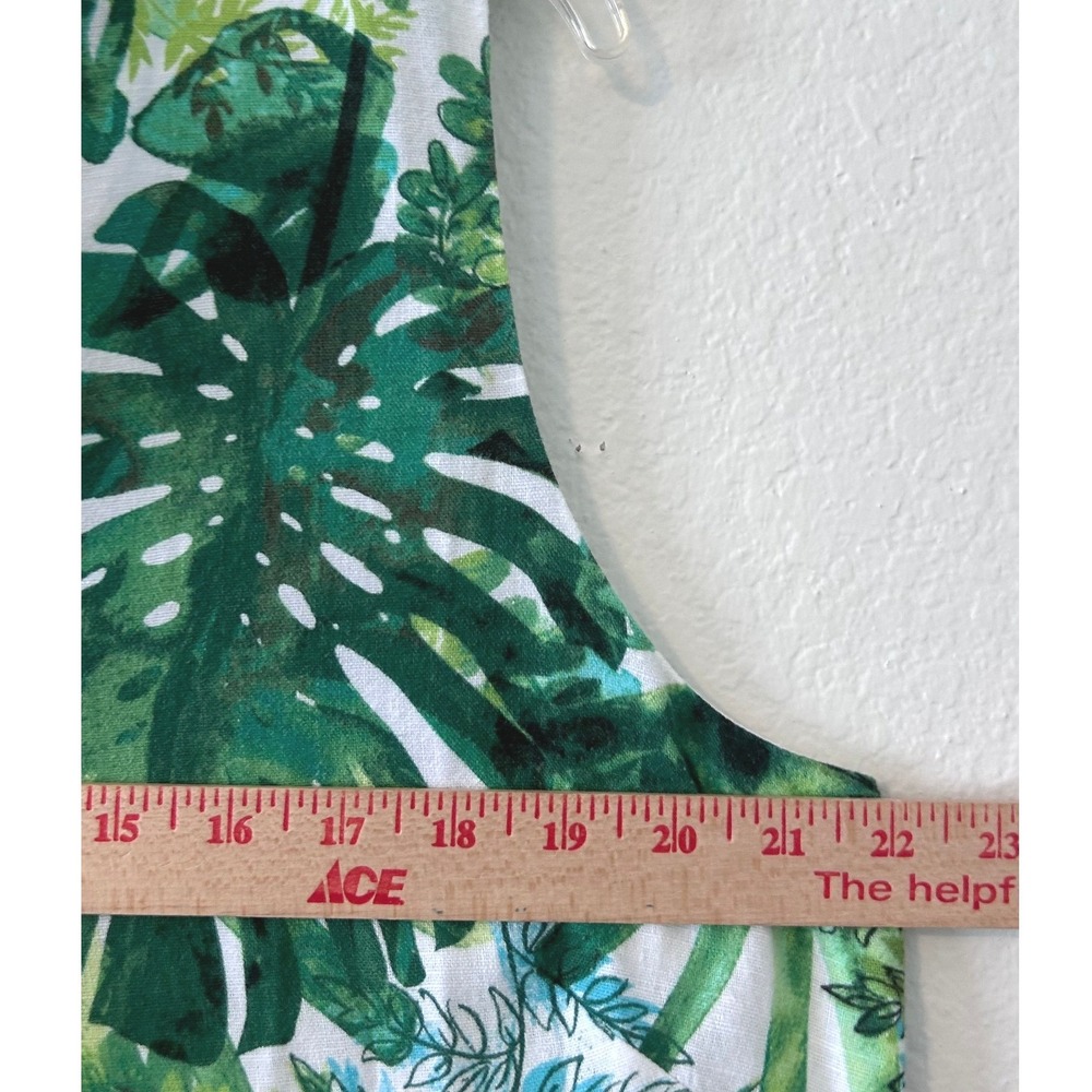 Tommy Bahama Resortwear Tropical Monstera Leaf Print Linen Blend Dress SZ L - Picture 5 of 7